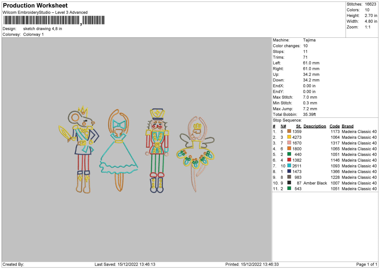 sketch drawing Embroidery File 6 sizes