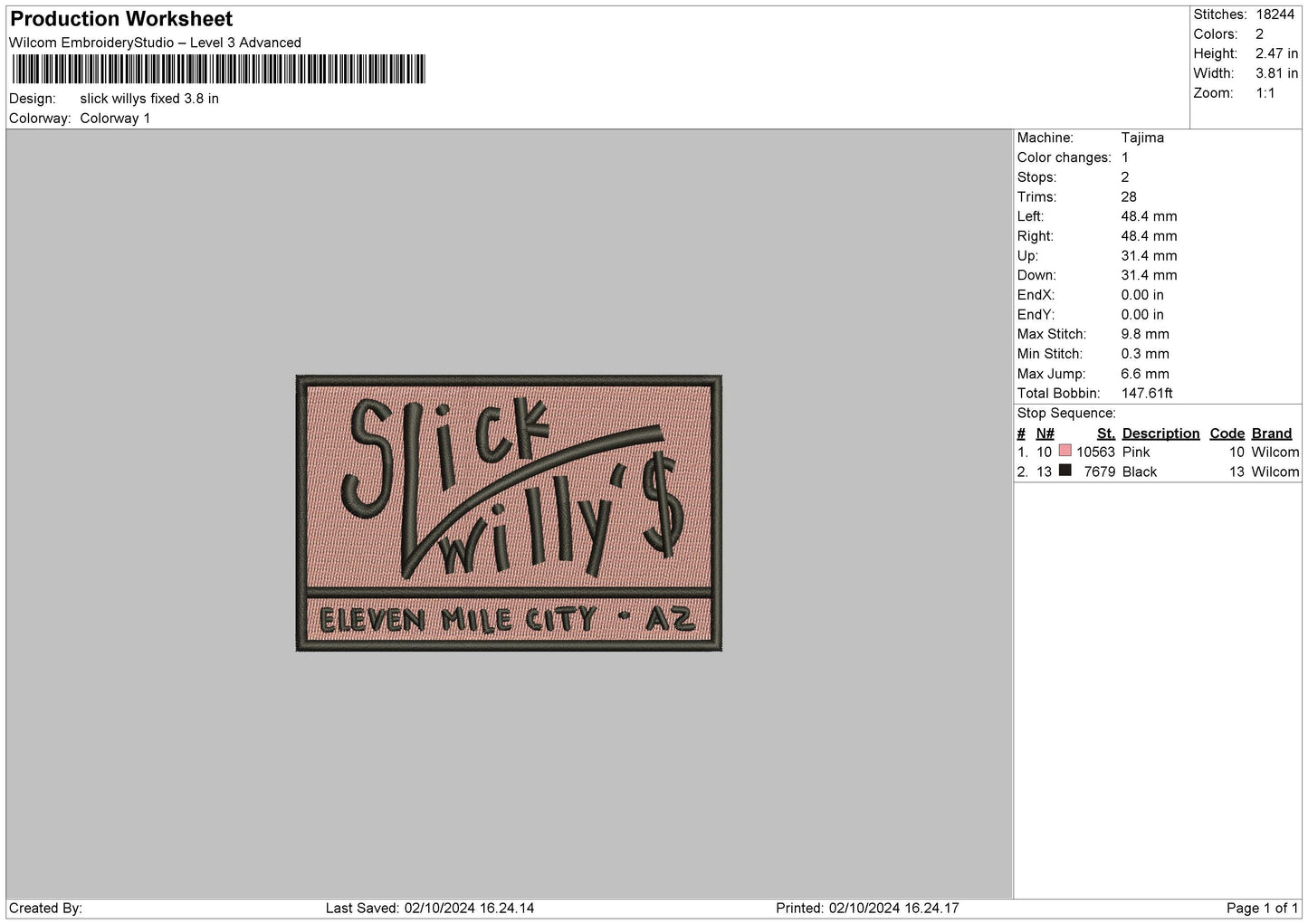 Slicktext Embroidery File 6 sizes