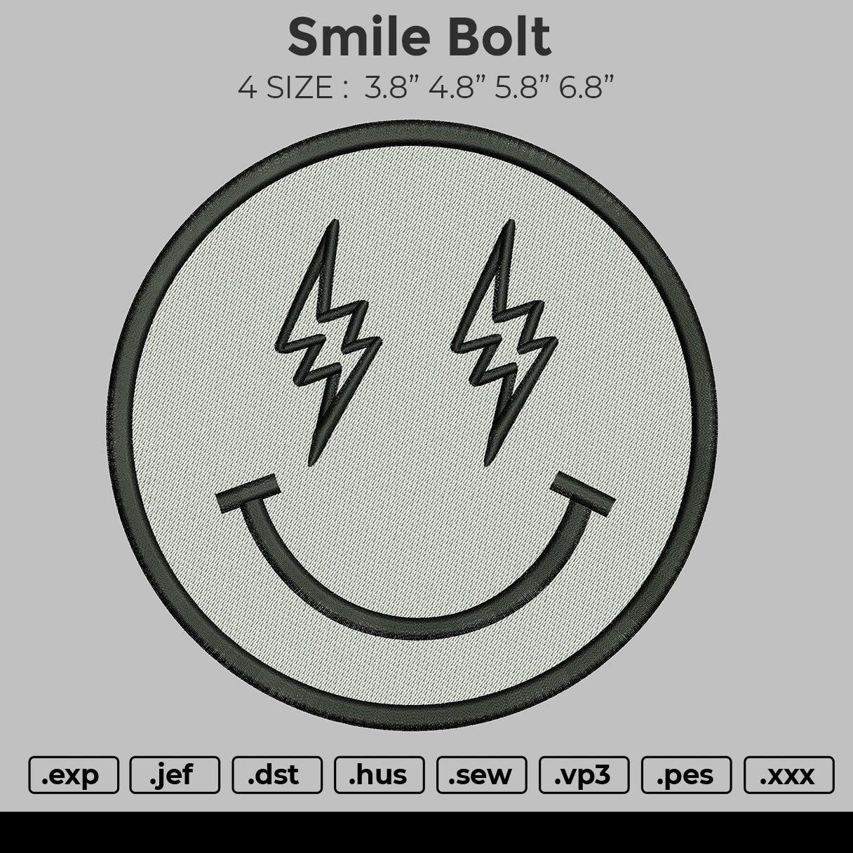 Smile Bolt Embroidery