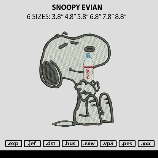 Snoopy Evian Embroidery File 6 sizes
