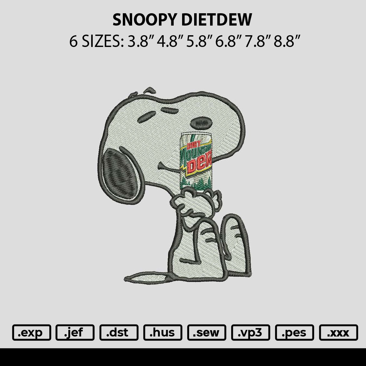 Snoopy Dietdew Embroidery File 6 sizes