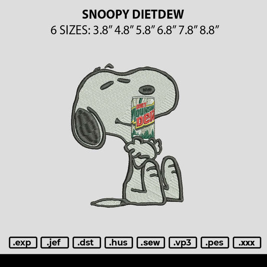 Snoopy Dietdew Embroidery File 6 sizes