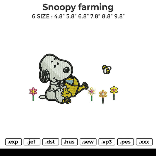 Snoopy Farming Embroidery File 6 size