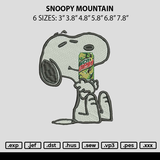 Snoopy Mountain Embroidery File 6 sizes
