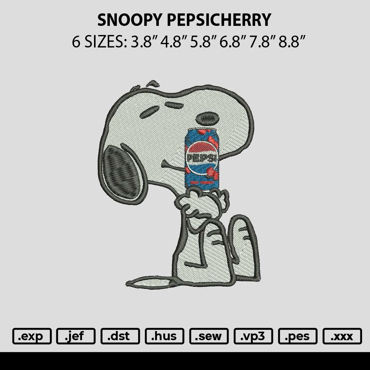 Snoopy Pepsicherry Embroidery File 6 sizes
