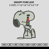 Snoopy Pure Leaf Embroidery File 6 sizes