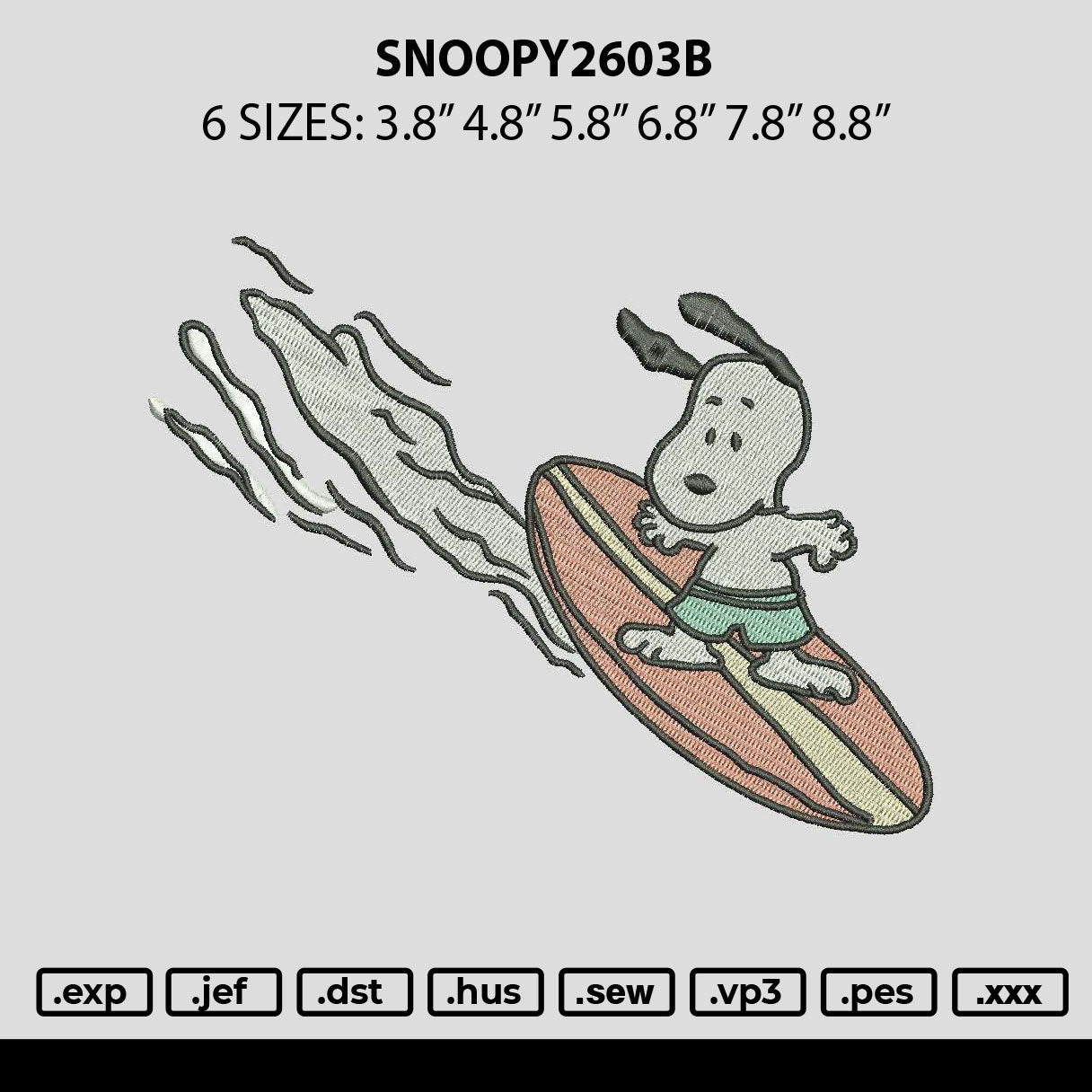 Snoopy2603b Embroidery File 6 sizes