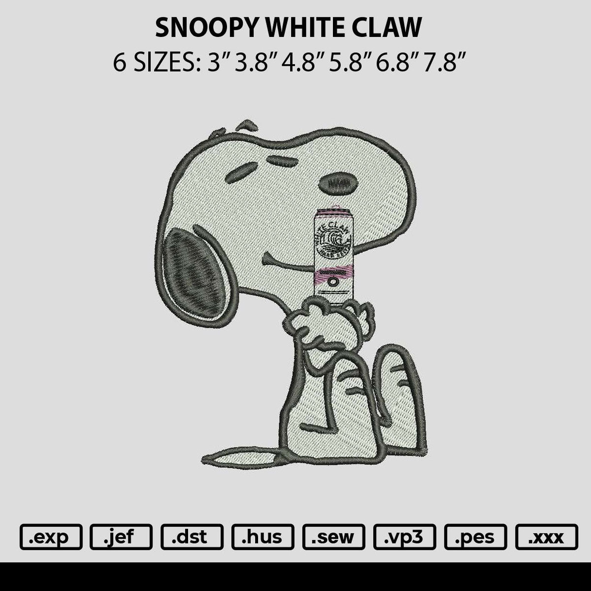 Snoopy White Claw Embroidery File 6 size