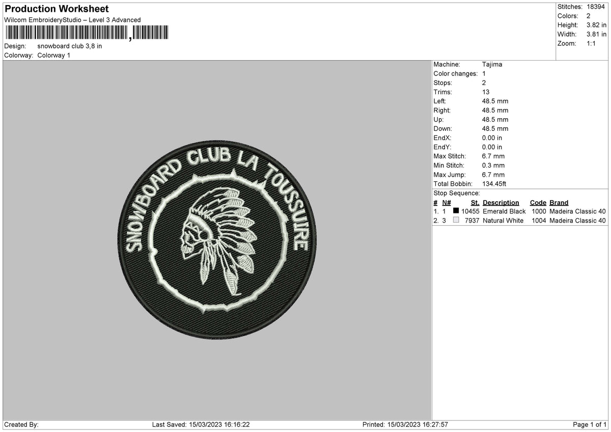 Snowb Club Embroidery File 6 sizes