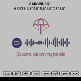 Rain Music Embroidery File 6 sizes