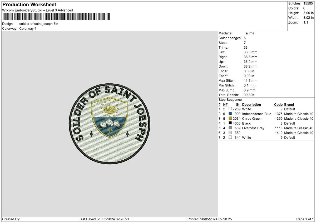 Soldiertext Embroidery 2 Files
