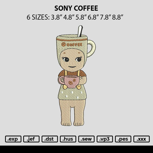 Sony Coffee Embroidery File 6 sizes