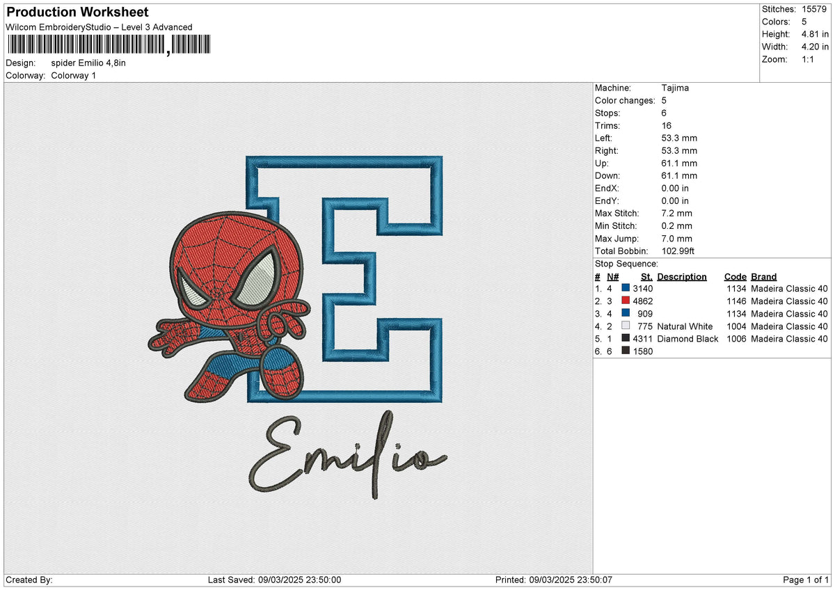 Spider Emilio Embroidery File 6 size
