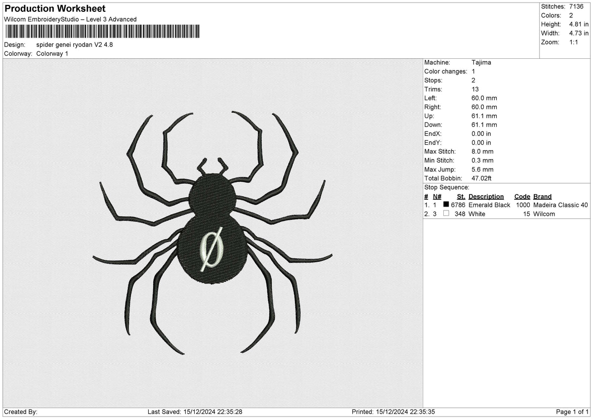 Spider Genei Ryodan V2 Embroidery File 6 size