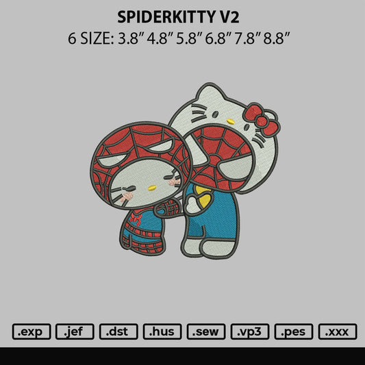 Spiderkitty V2 Embroidery File 6 sizes