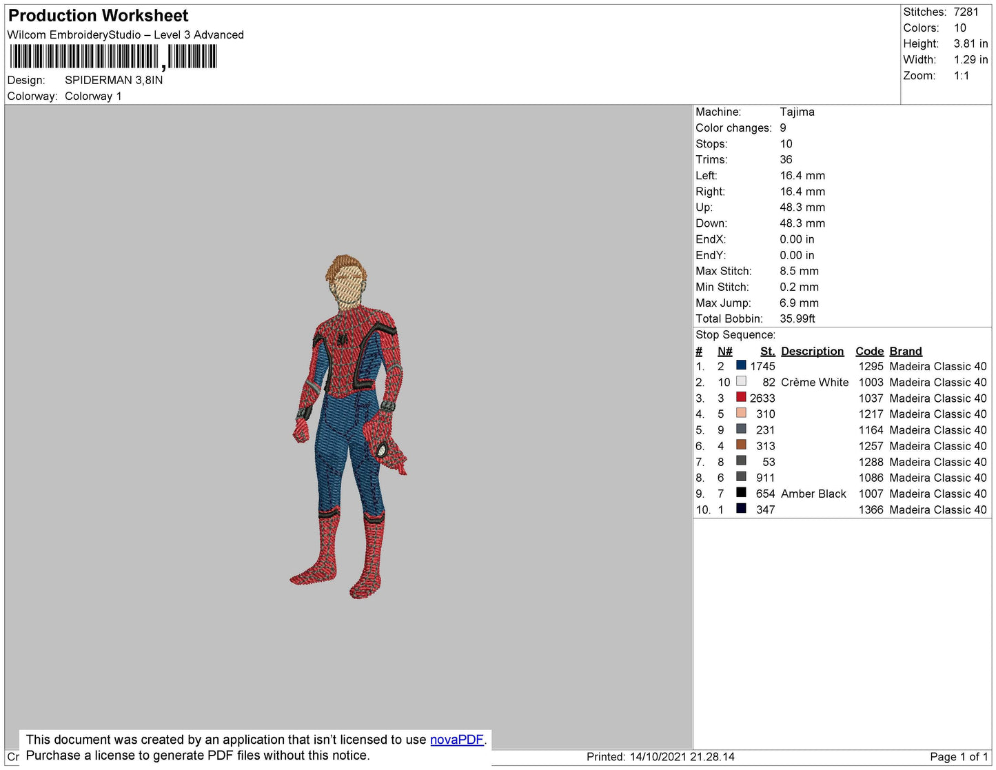 Spiderman Embroidery
