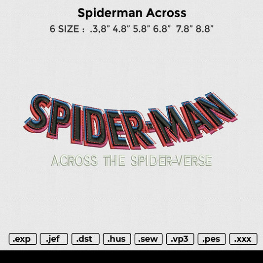 Spiderman Across Embroidery