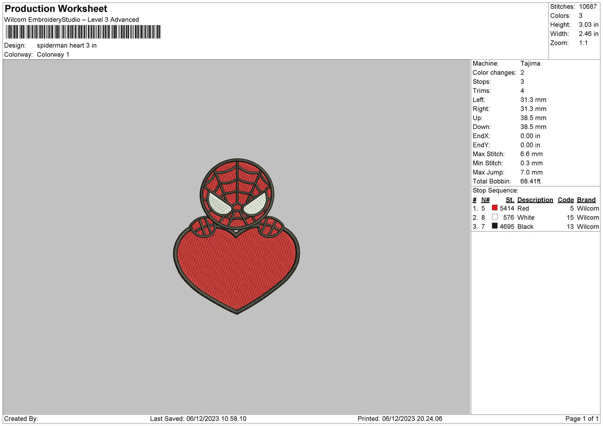 Spider Heart Embroidery File 6 sizes