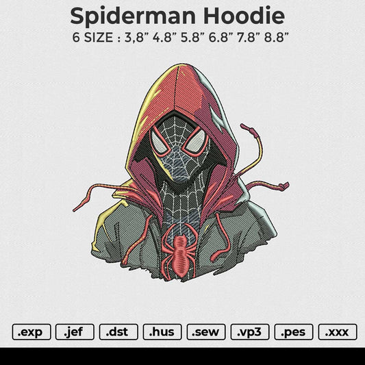 Spiderman Hoodie Embroidery File 6 size