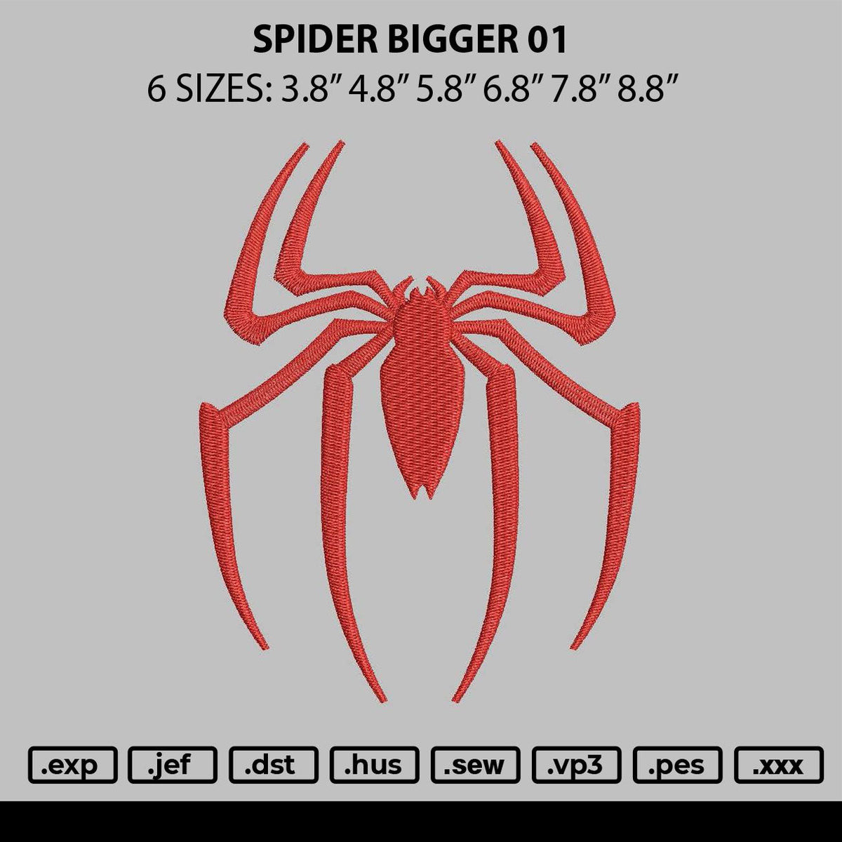 Spider Bigger 01 Embroidery File 6 sizes