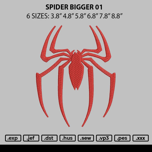 Spider Bigger 01 Embroidery File 6 sizes