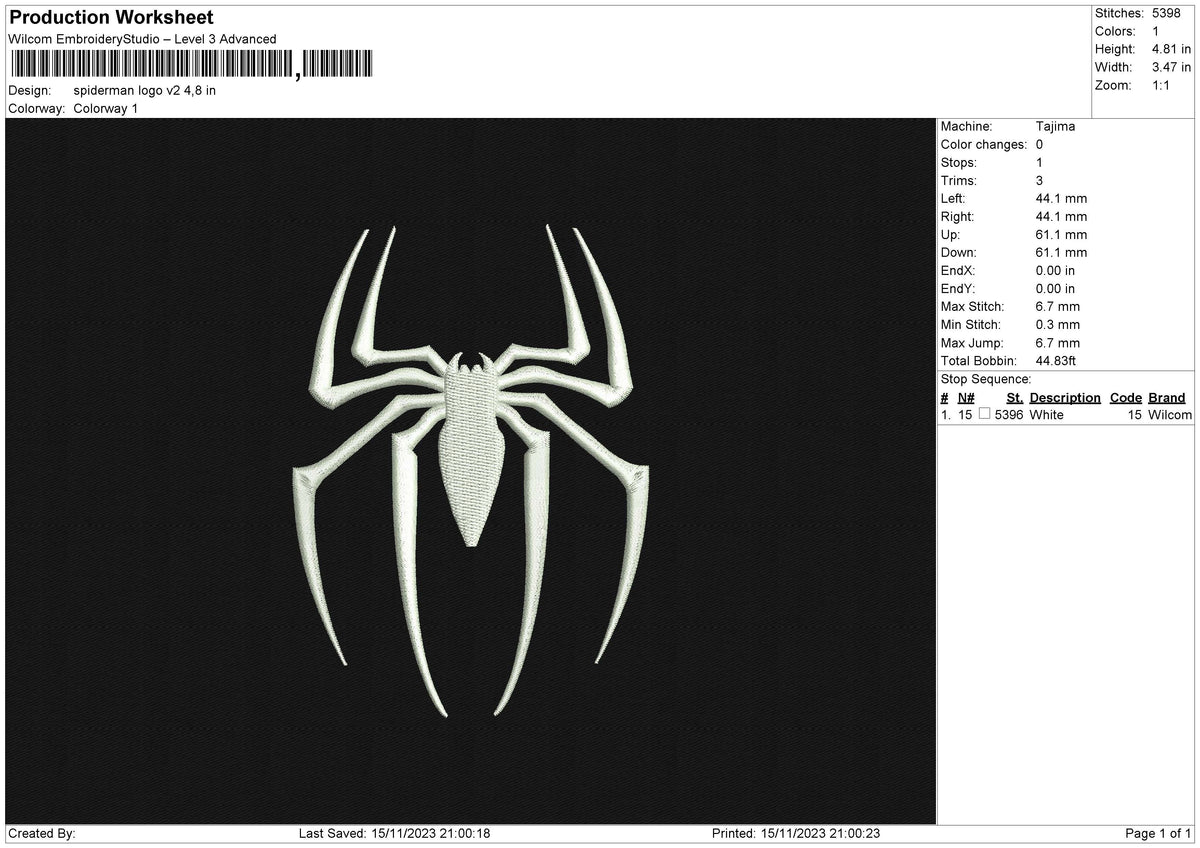 Spiderman logo v2 Embroidery File 6 size
