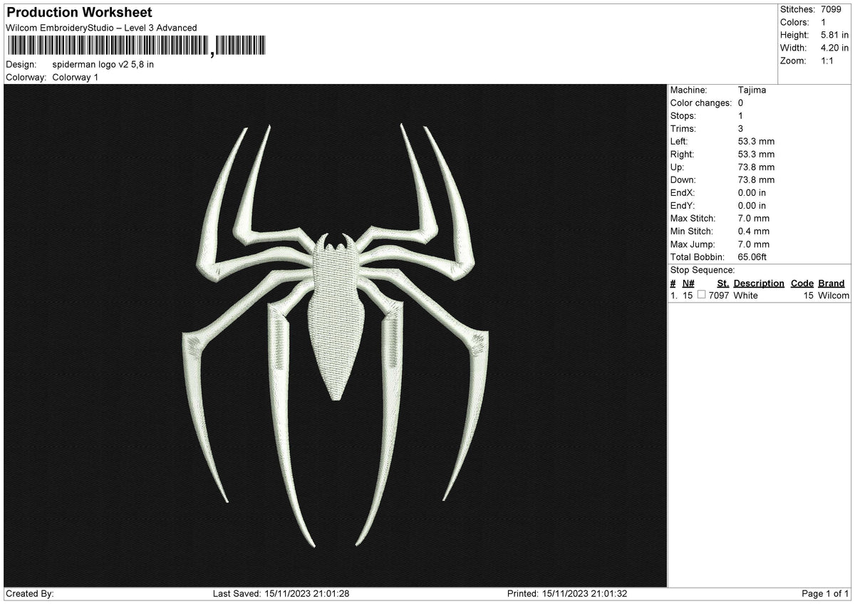 Spiderman logo v2 Embroidery File 6 size