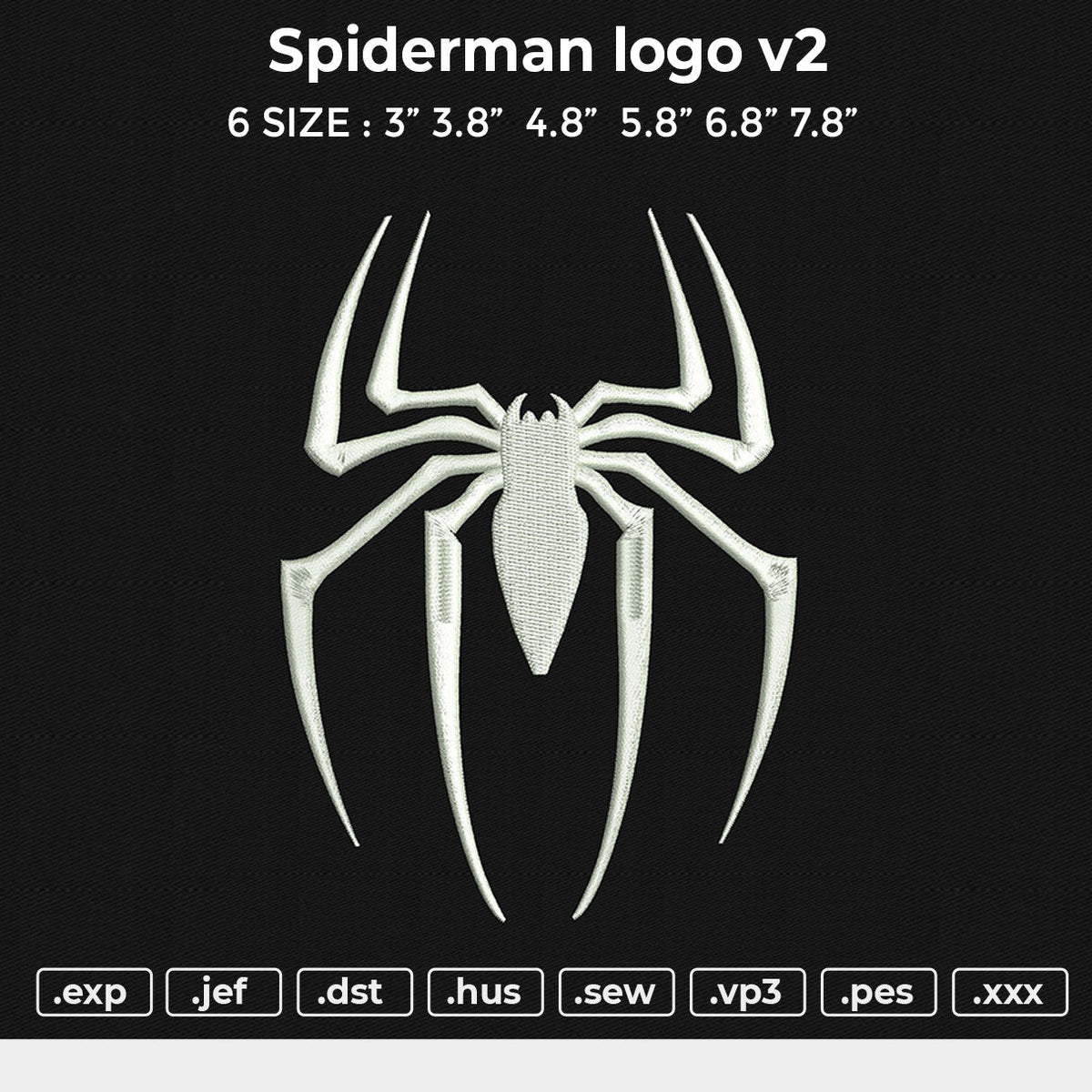 Spiderman logo v2 Embroidery File 6 size