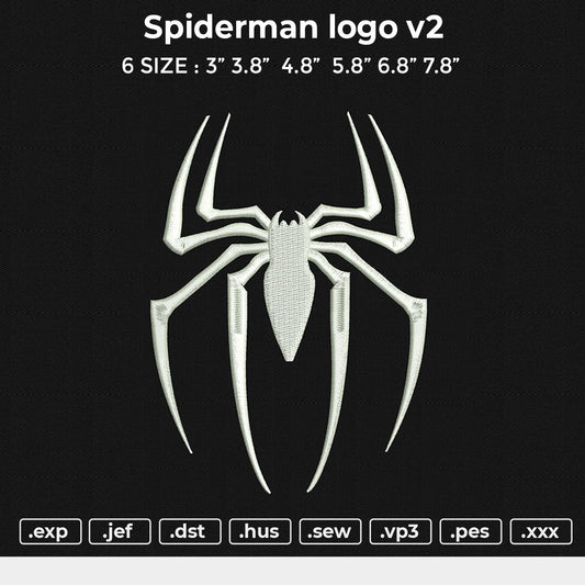 Spiderman logo v2 Embroidery File 6 size