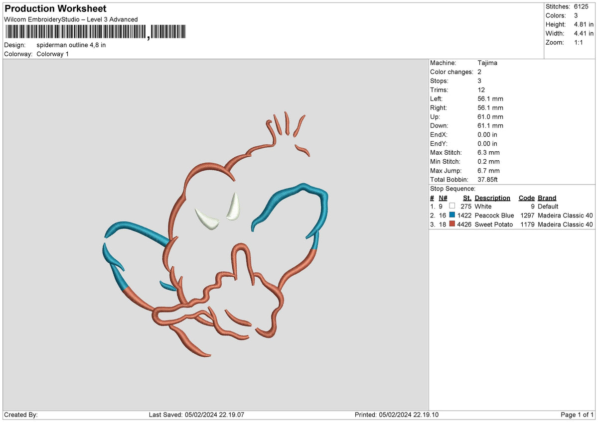 Spiderline 0502 Embroidery File 6 sizes