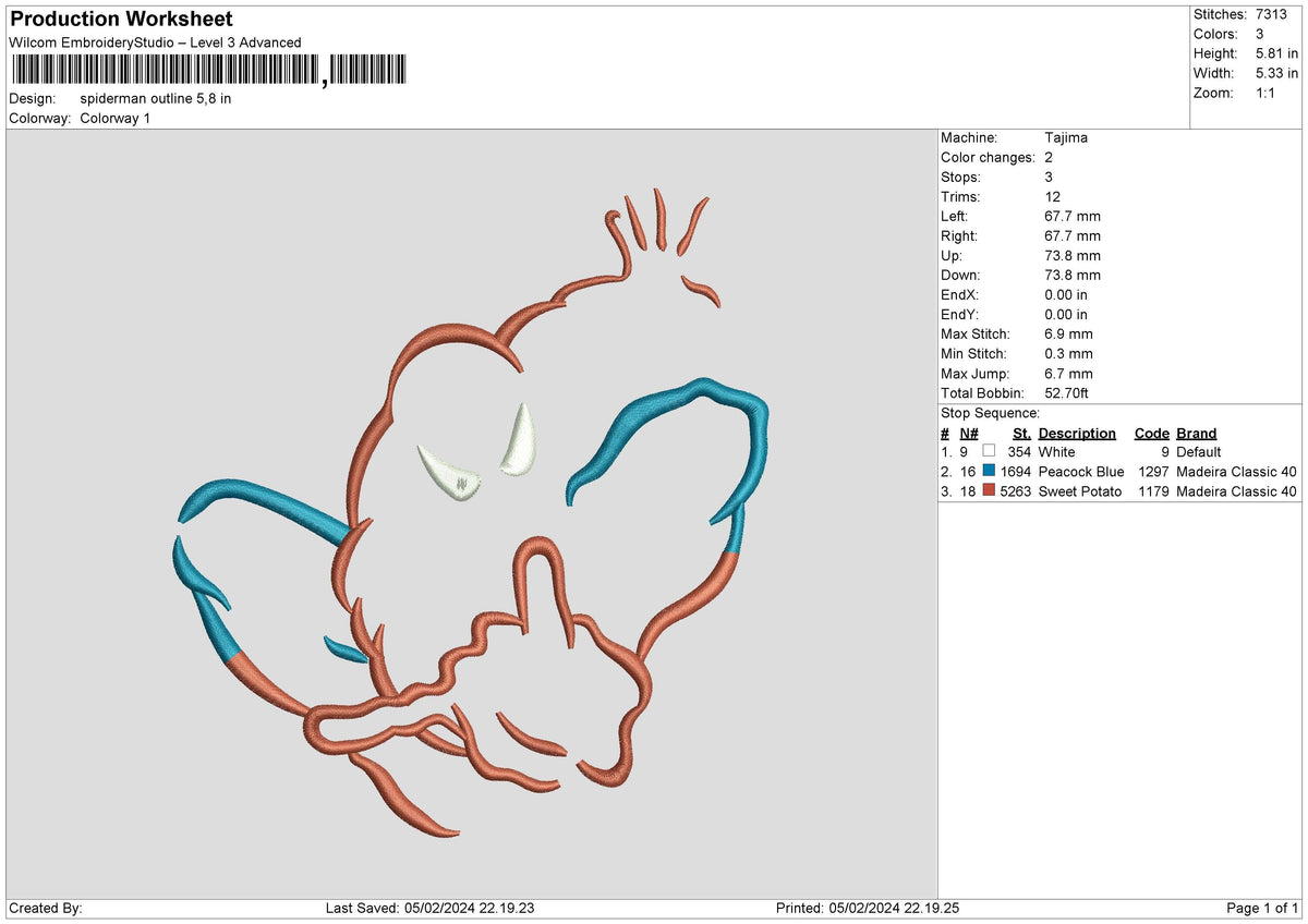 Spiderline 0502 Embroidery File 6 sizes
