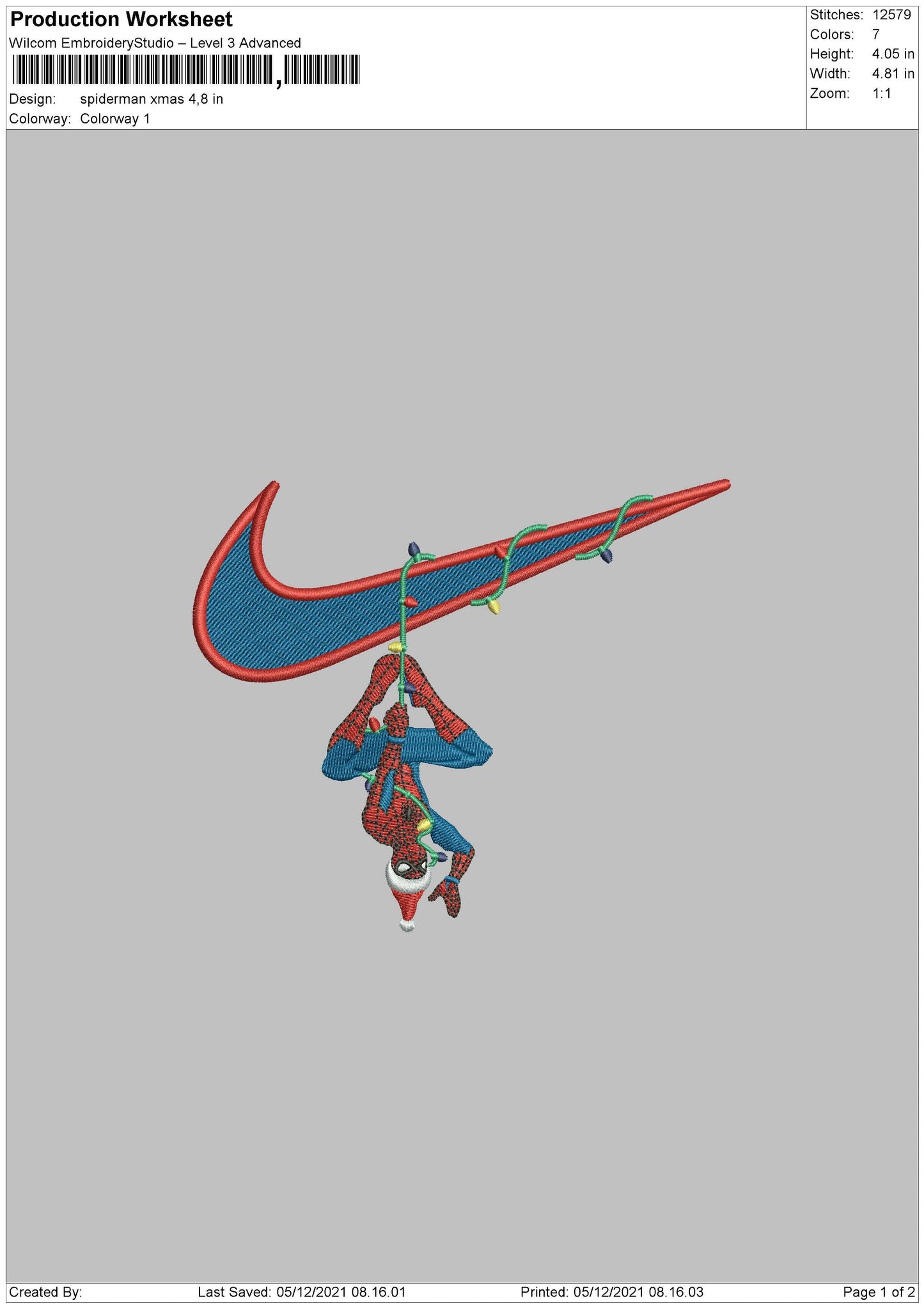 Spiderman Xmas Embroidery