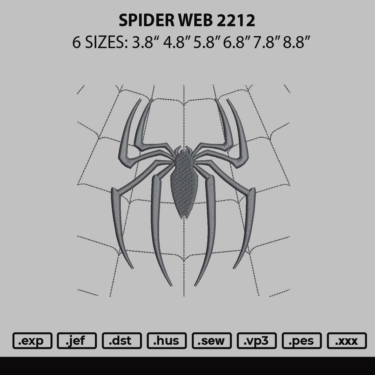 Spider Web 2212 Embroidery File 6 sizes