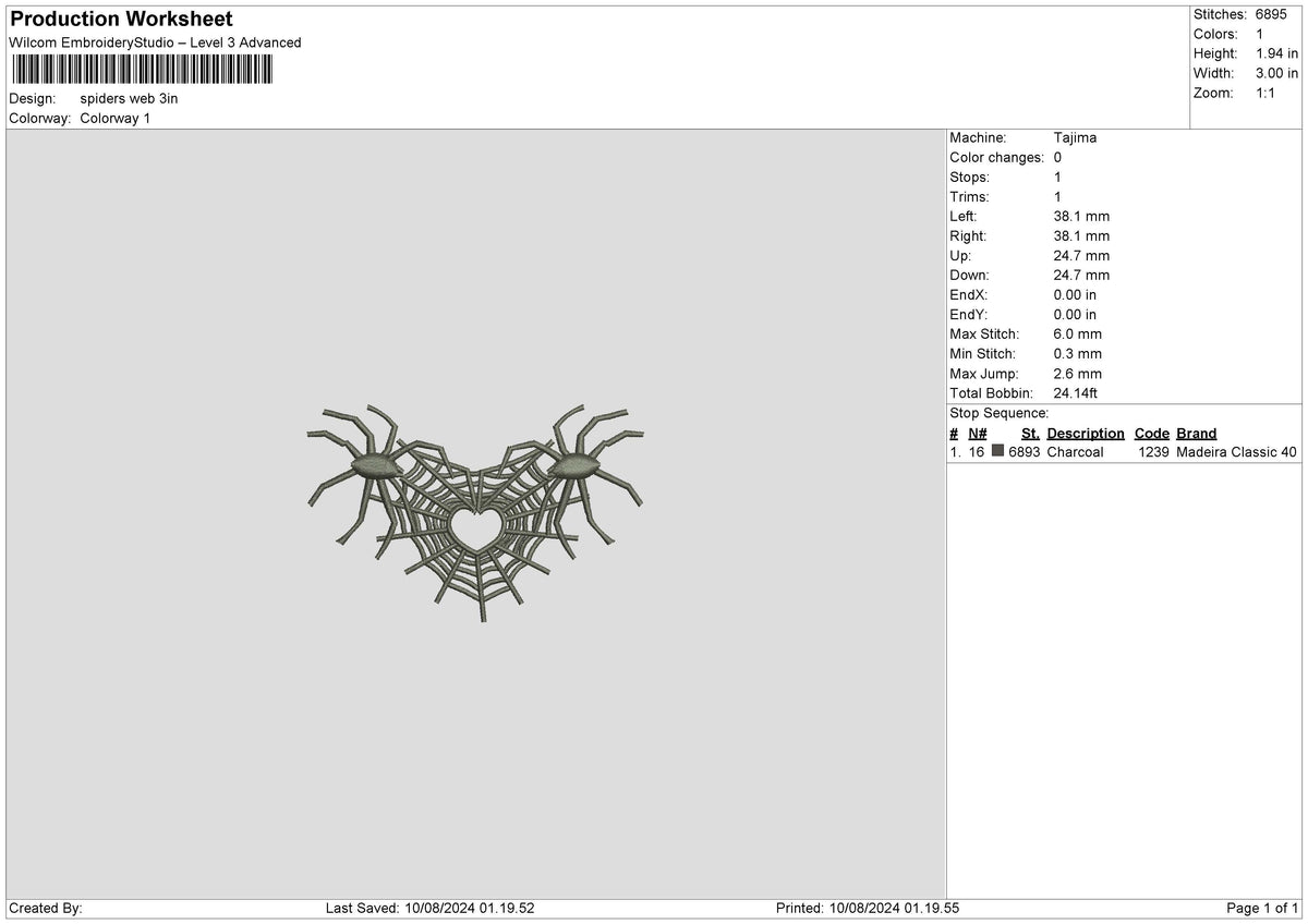 Spiders Web 04 Embroidery File 6 sizes