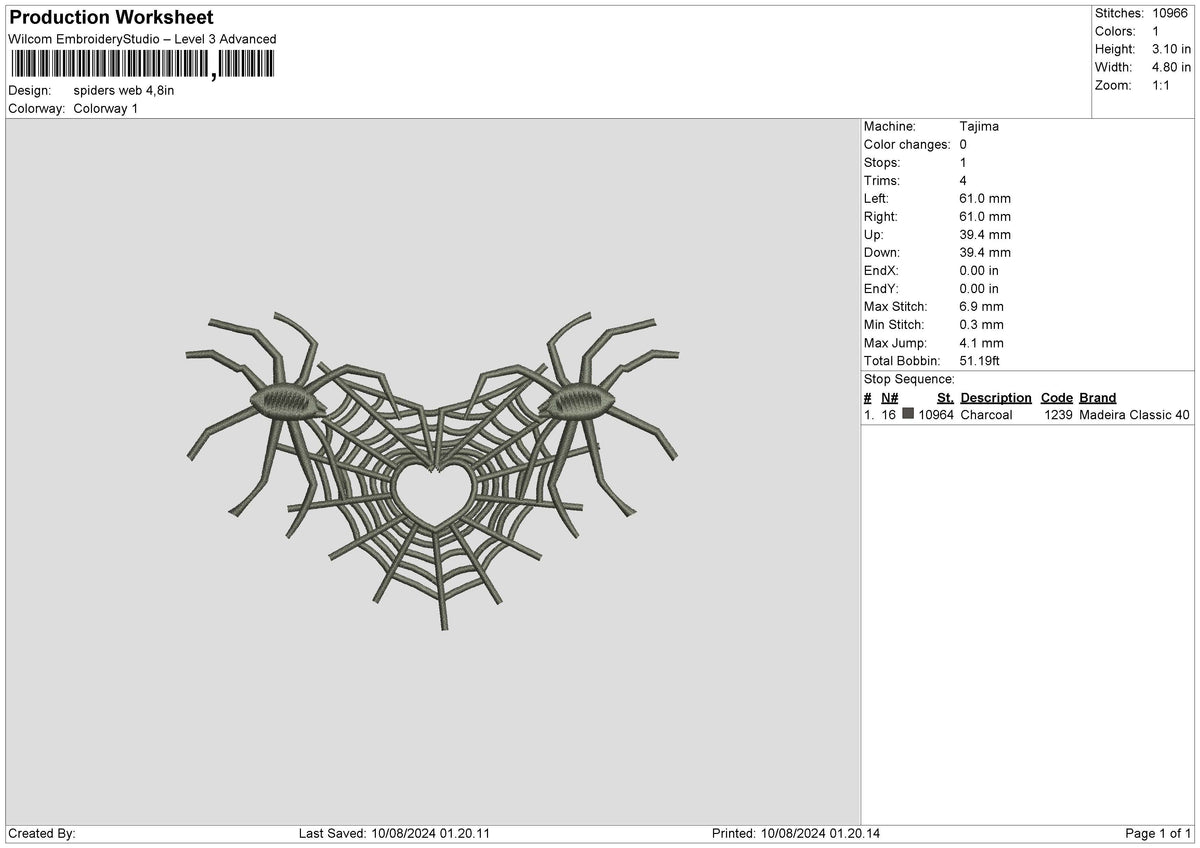 Spiders Web 04 Embroidery File 6 sizes