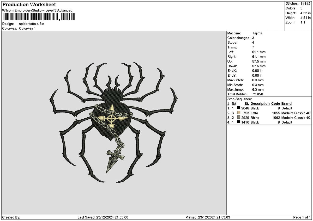 Spider 2312 Embroidery File 6 sizes