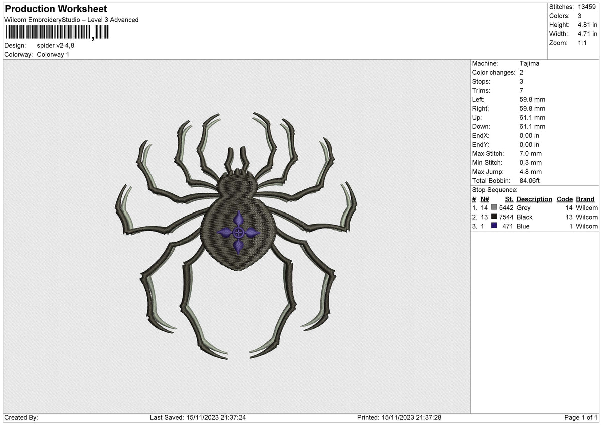 Spider v2 Embroidery File 6 size