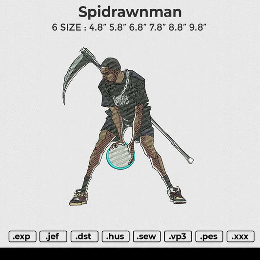Spidrawnman Embroidery File 6 sizes