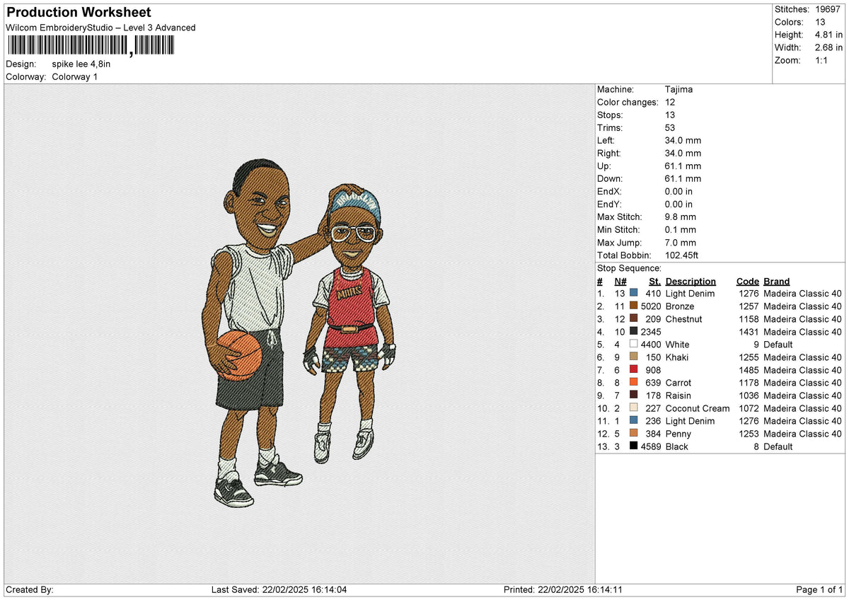 Spike Lee Embroidery File 6 size