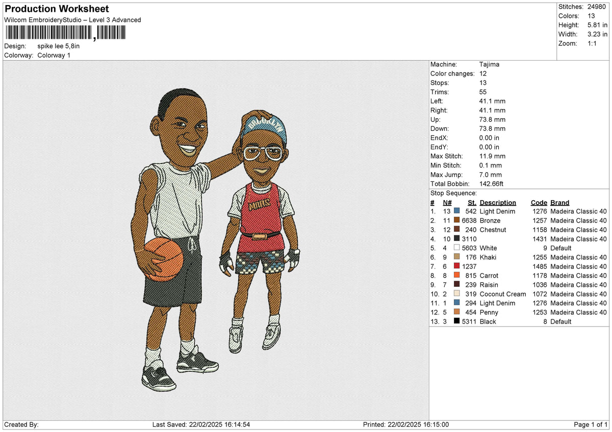 Spike Lee Embroidery File 6 size