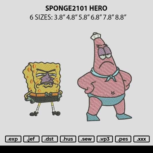 Sponge2101 Hero Embroidery File 6 sizes