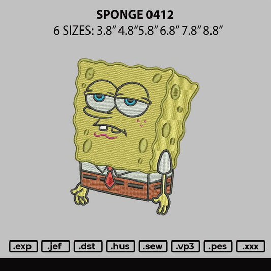 Sponge0412 Embroidery File 6 sizes