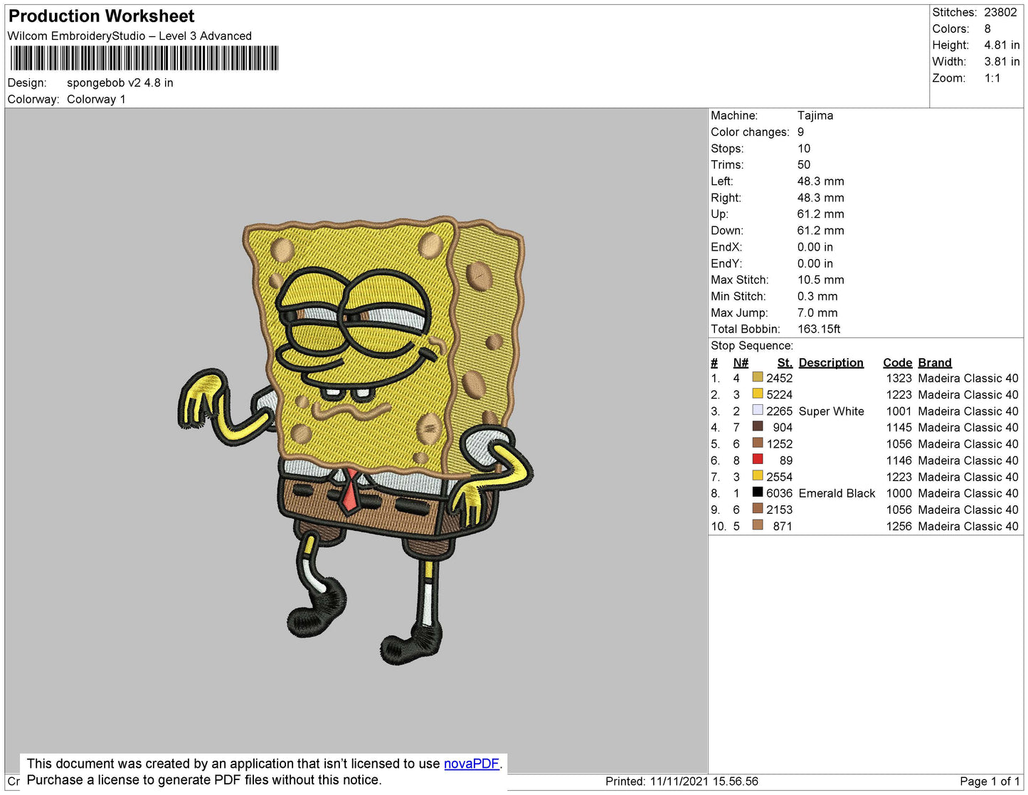 Spongebob V2 Embroidery