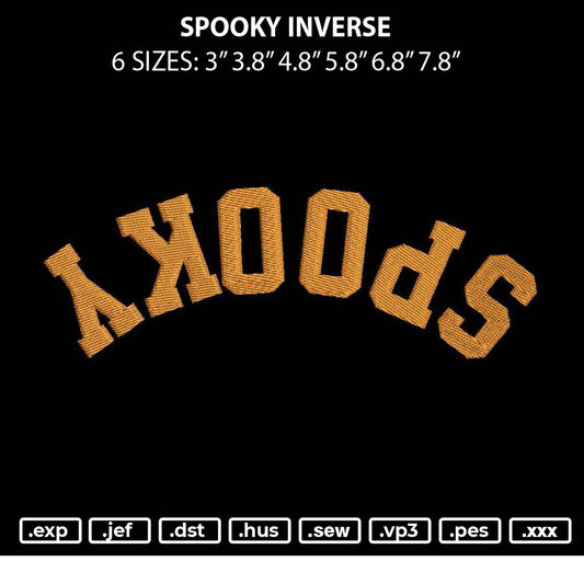 Spooky Inverse Embroidery File 6 sizes