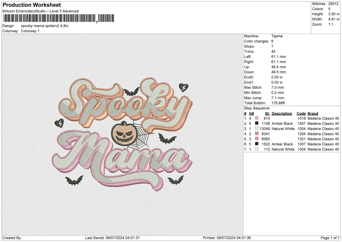 Spooky Mama Spider2 Embroidery File 6 size