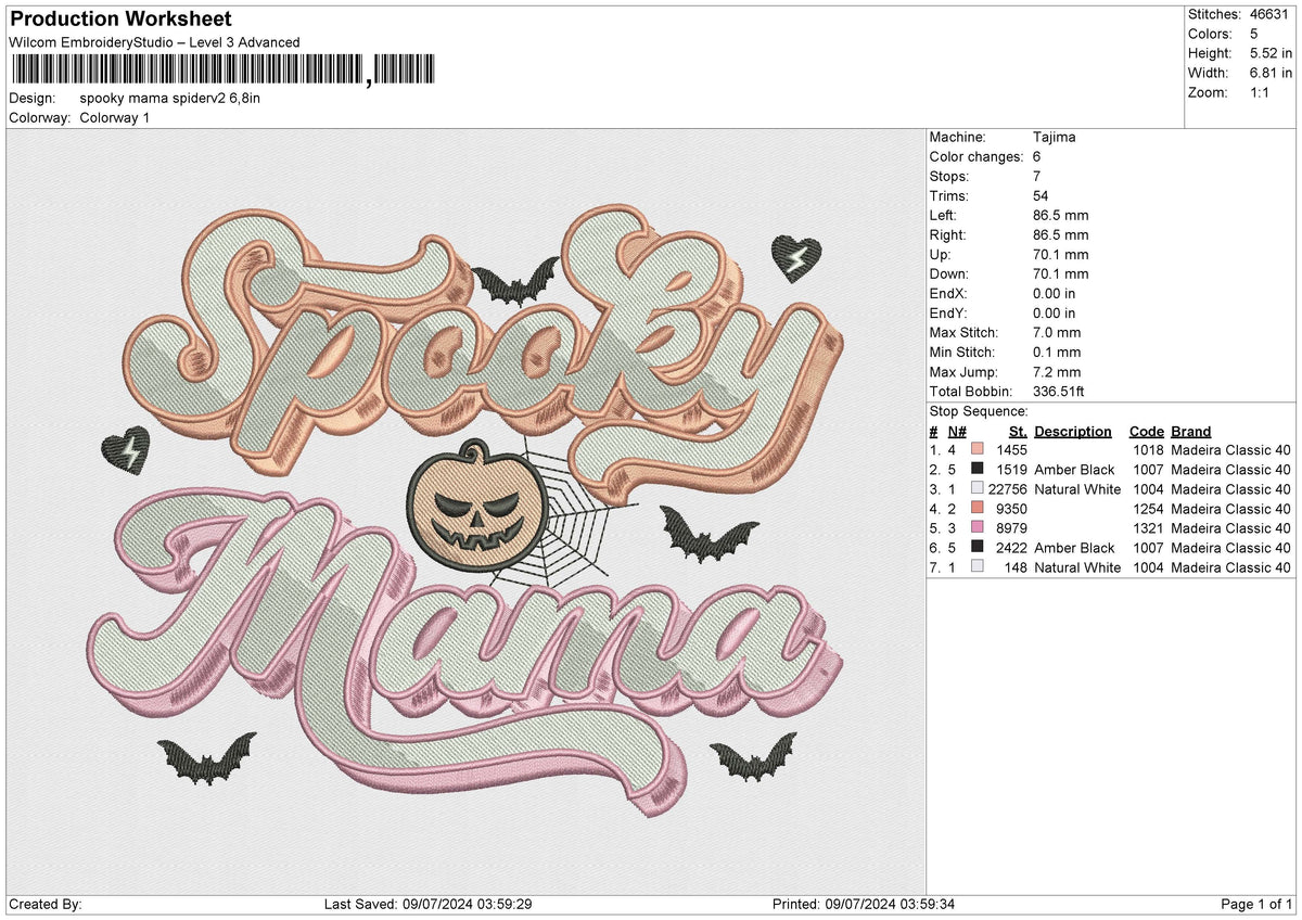 Spooky Mama Spider2 Embroidery File 6 size