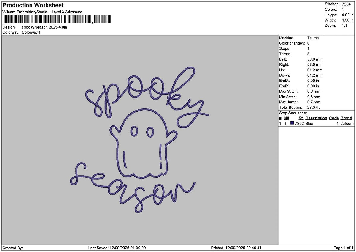 Spookytext 1209 Embroidery File 6 sizes