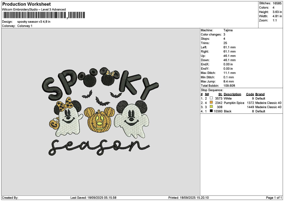 Spookytext V3 1809 Embroidery File 6 sizes
