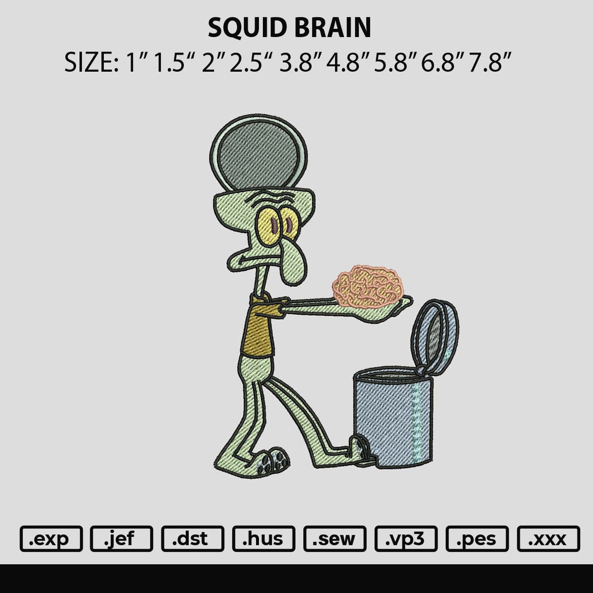 Squid Brain Embroidery File 6 sizes