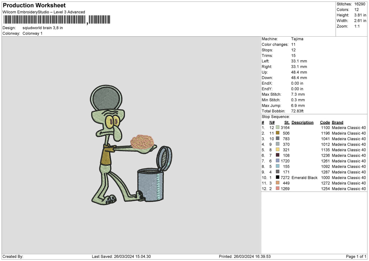 Squid Brain Embroidery File 6 sizes